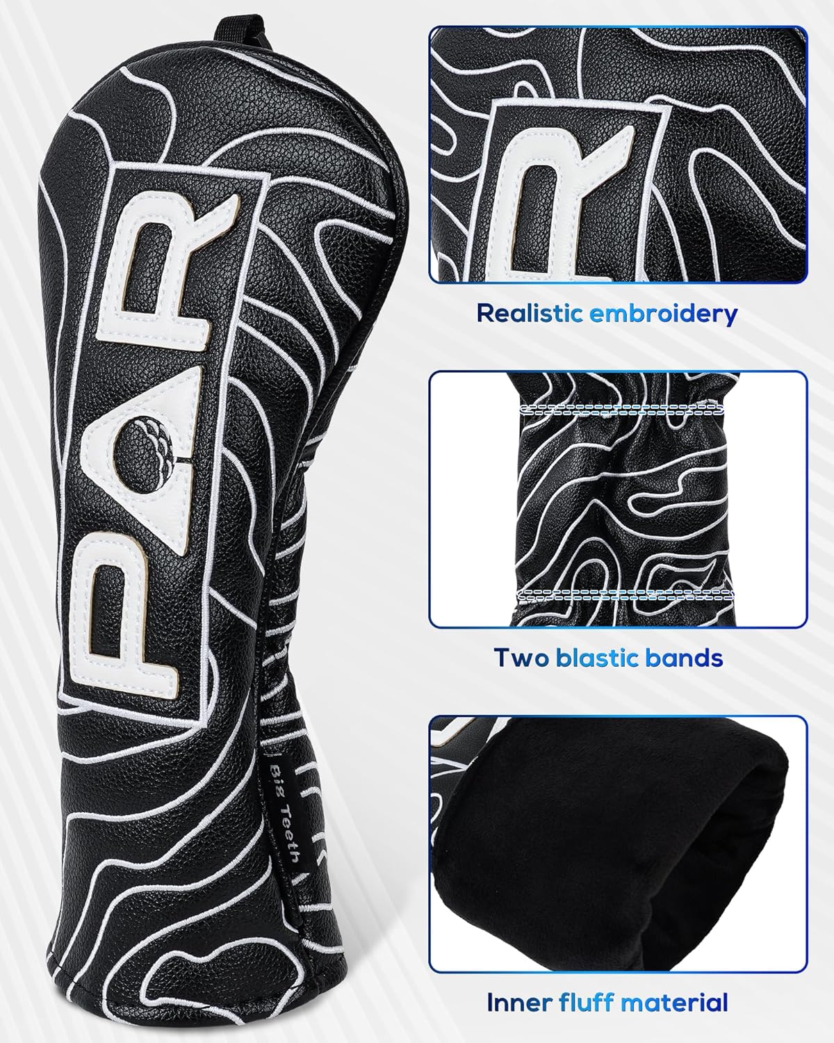 Big Teeth Golf Club Covers Full Set Driver Headcover Fairway Wood Hybrid Golf Club Iron Head