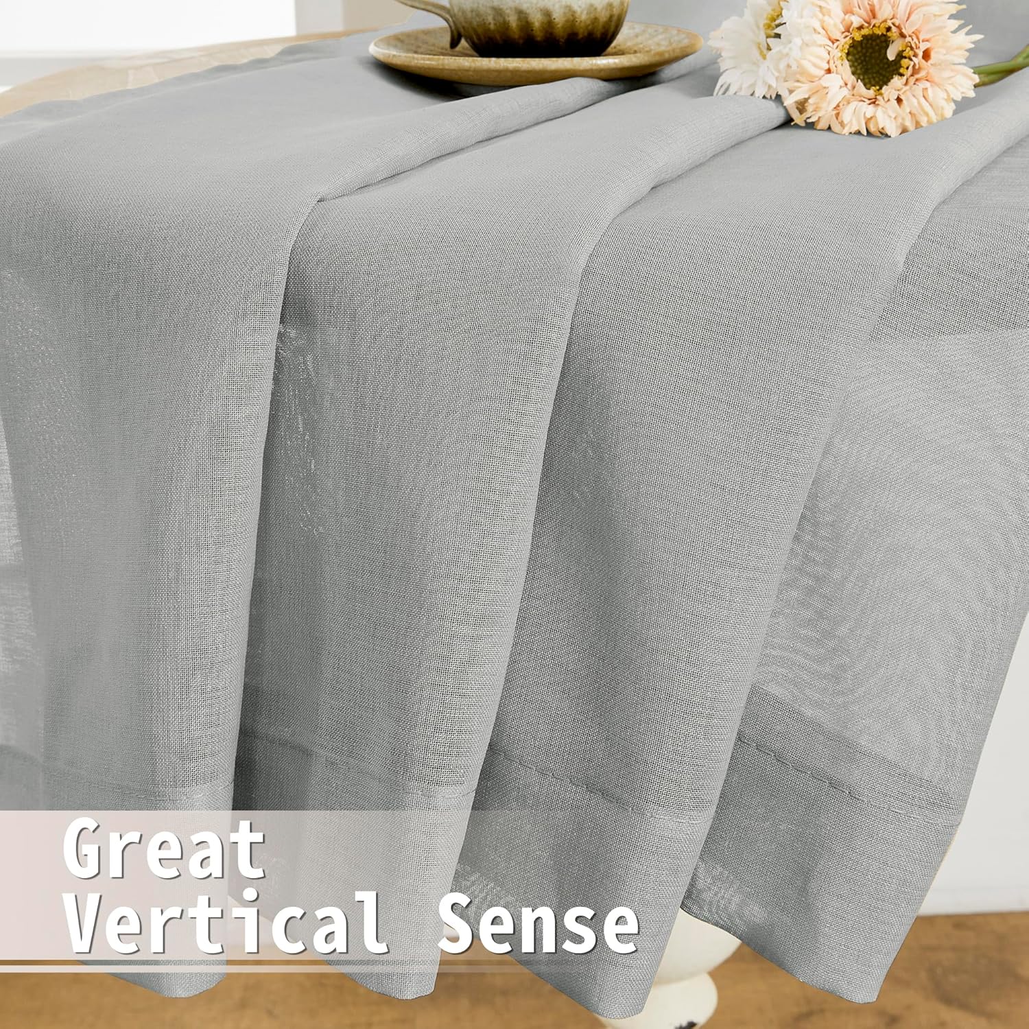 Tollpiz Sheer Curtains Closet Linen Textured Curtain Sheers Doorway Light Filtering Voile Patio
