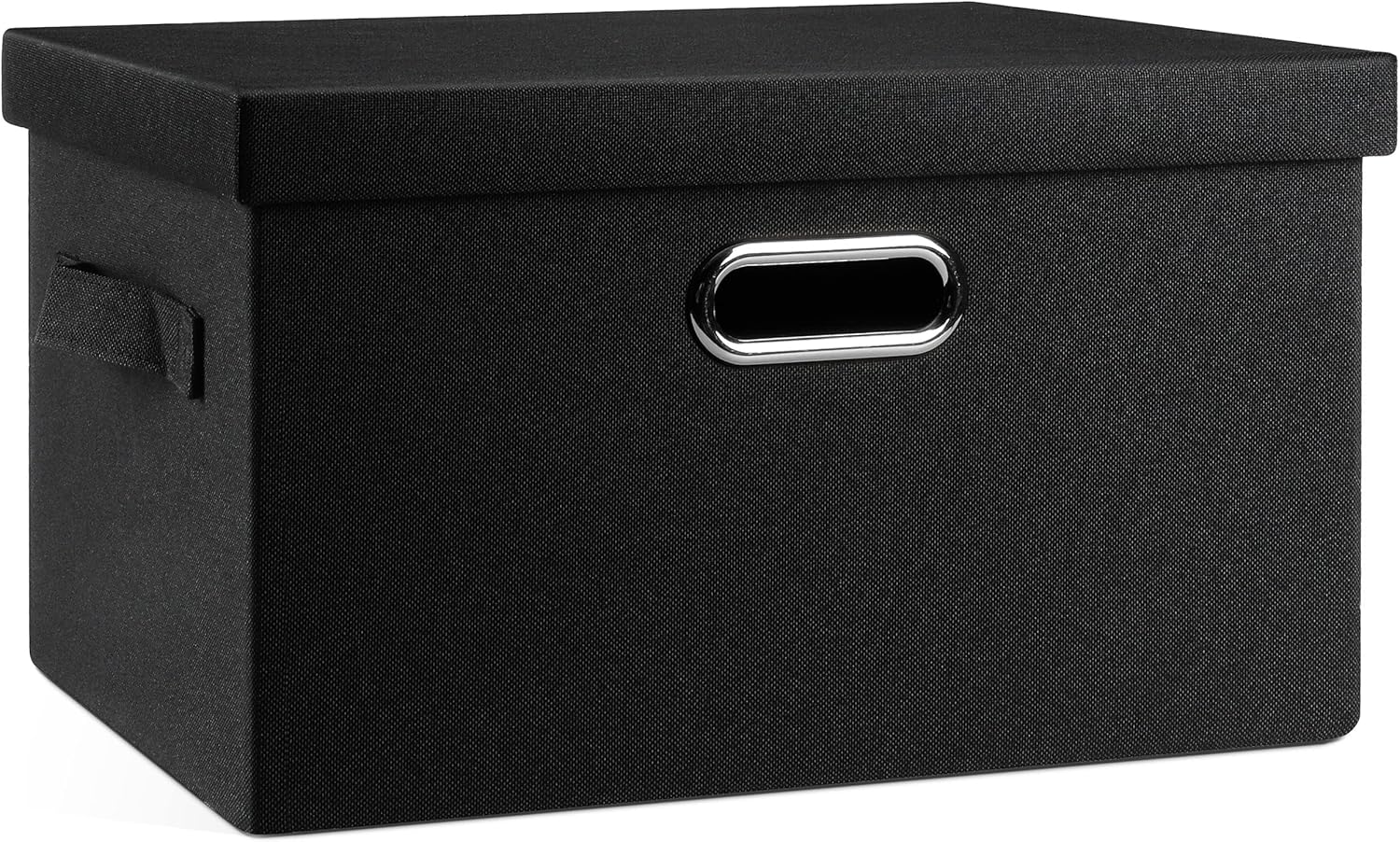 Medium 15" 21 Quart Collapsible Stackable Storage Bins with Lids, 1 Pack Black Foldable Fabric