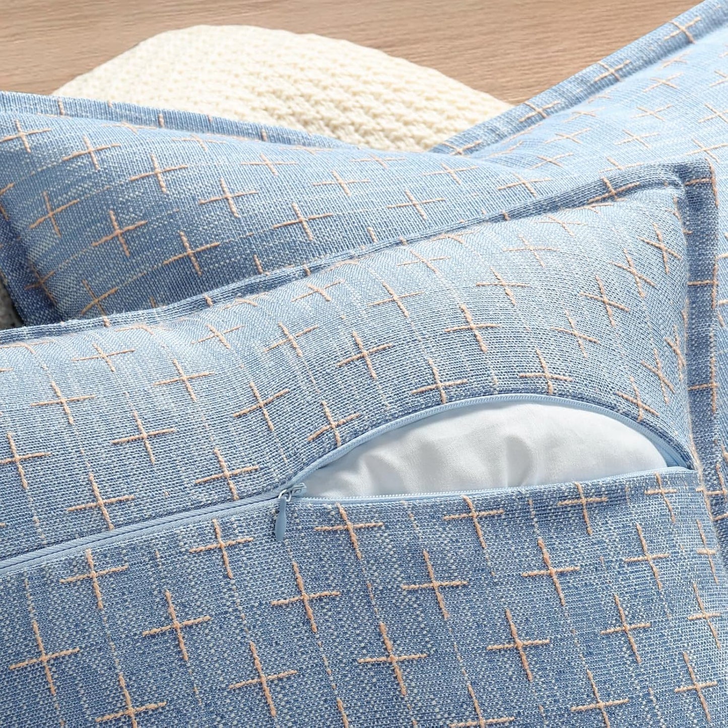 ZWJD Pillow Covers 26x26 Set of 2 Soft Polyester Textured Pillow Covers with Stylish Flange Edge
