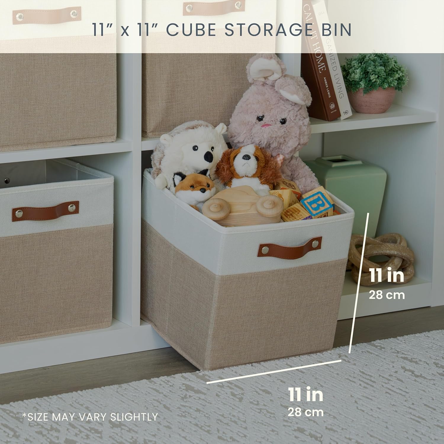 OrganiHaus 11x11 Fabric Cubes Storage Bins Set of 4, Foldable Collapsible Fabric Storage Bins for