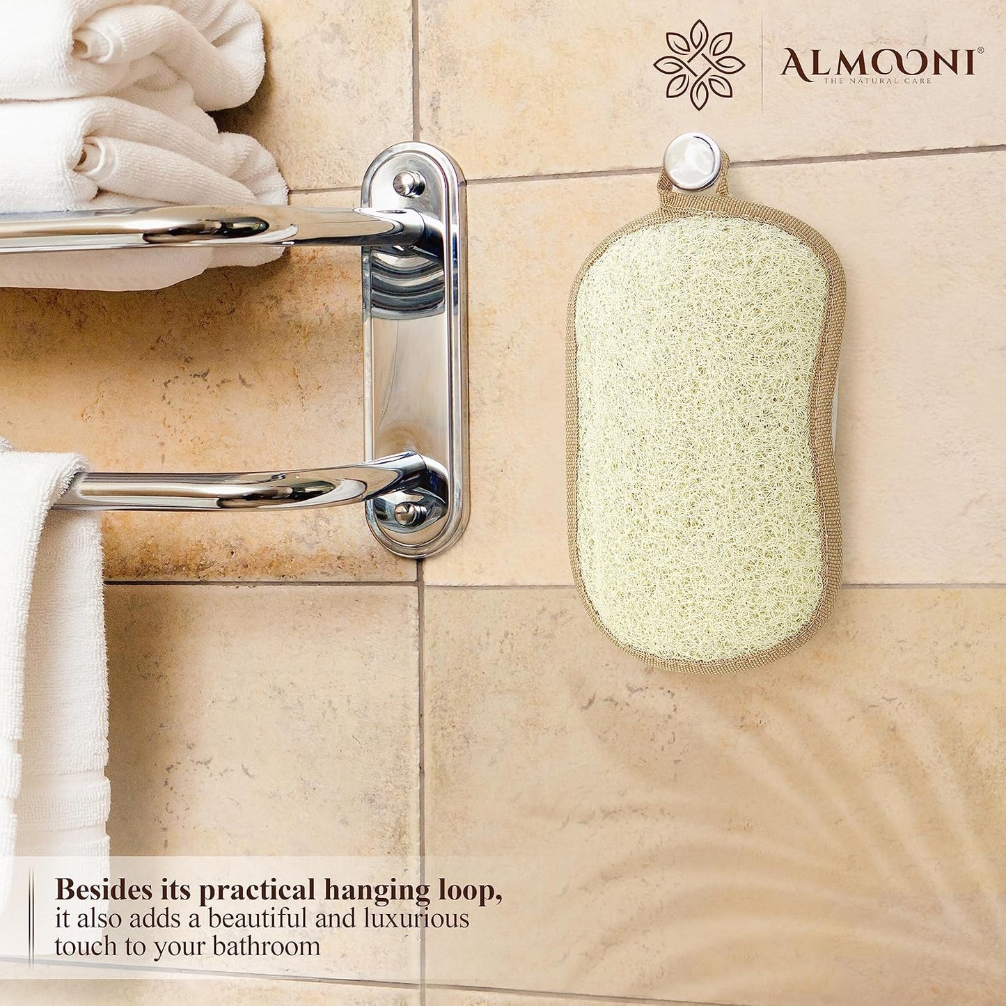 Almooni Premium Exfoliating Loofah Pad Body Scrubber, Made with Natural Egyptian Shower loofa