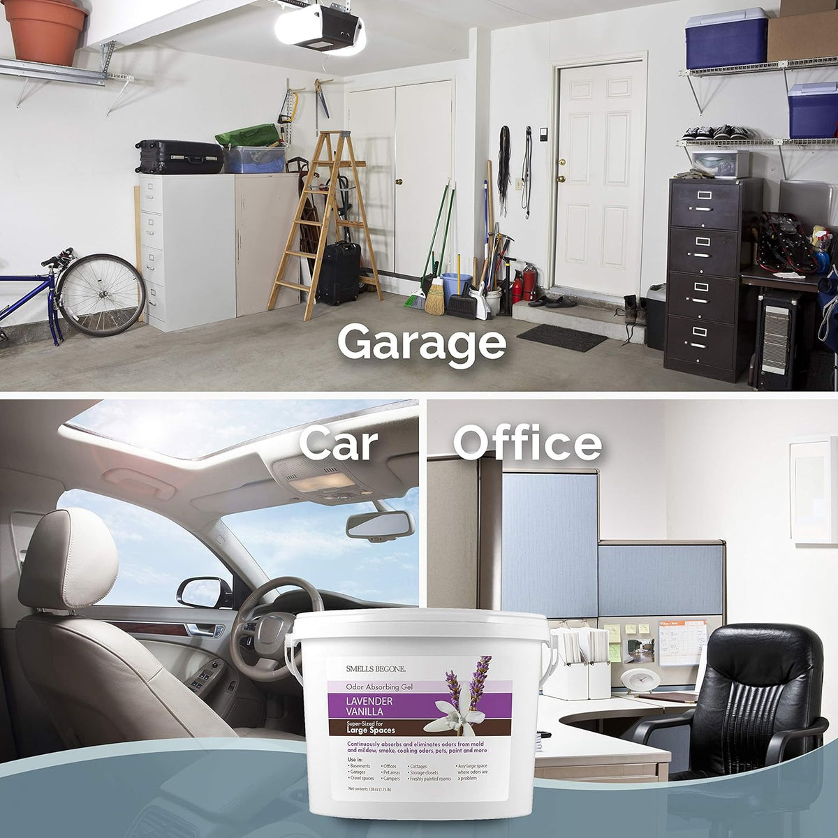 SMELLS BEGONE 1-Gallon Odor Absorber Gel - Air Freshener & Odor Eliminator for Homes, Garages &
