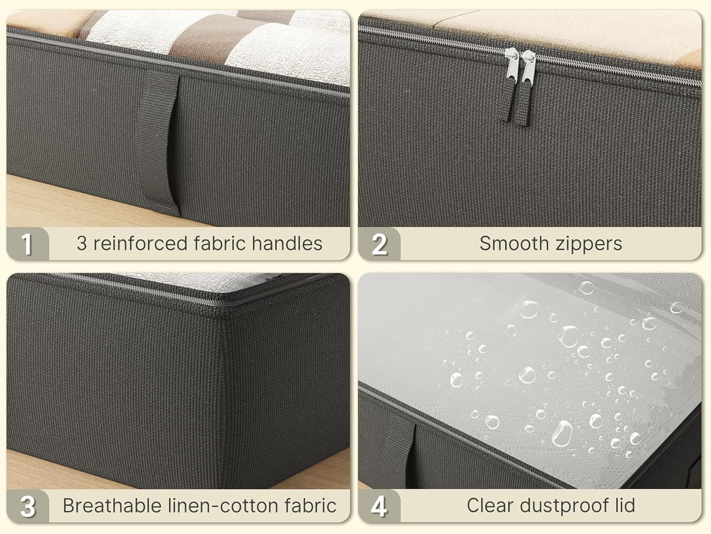 2-Pack Under Bed Storage Containers, 8 Inches Tall Underbed Clothes Storage Organizer Bin with