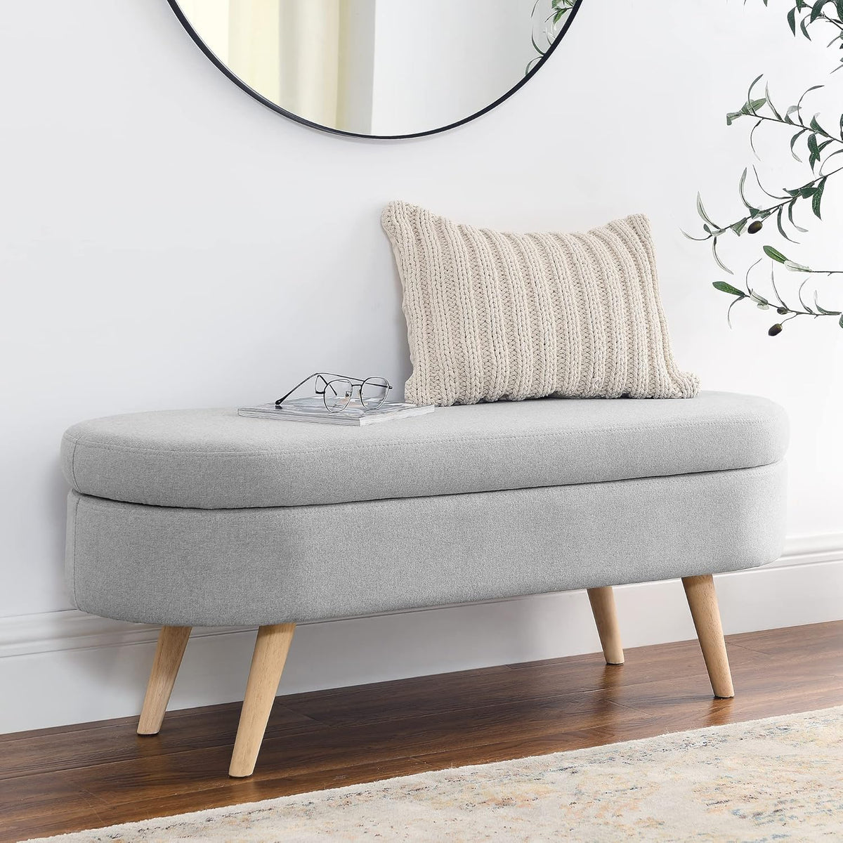 Storage Bench, 43" Storage Ottoman Bench for Bedroom, Upholstered Entryway Benches with Seating