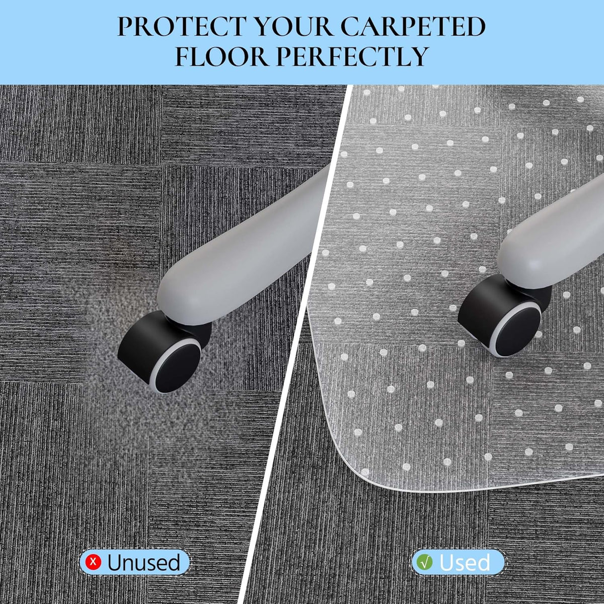 Office Chair Mat for Low Pile Carpet, 30" x 48" Transparent Office Desk Chair Mat for Carpeted