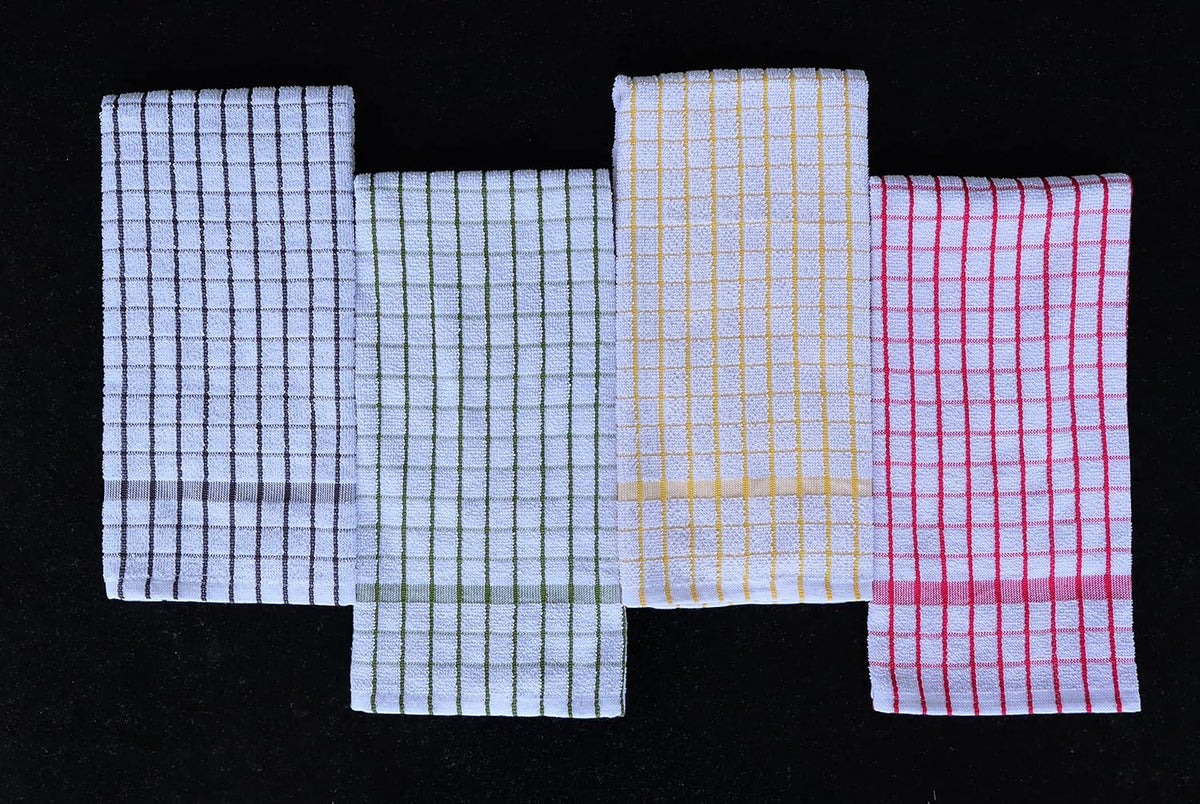 AMOUR INFINI Kitchen Towels Set of 4 - Highly Absorbent, Super Soft Terry Cotton 20x28 Inch Dish