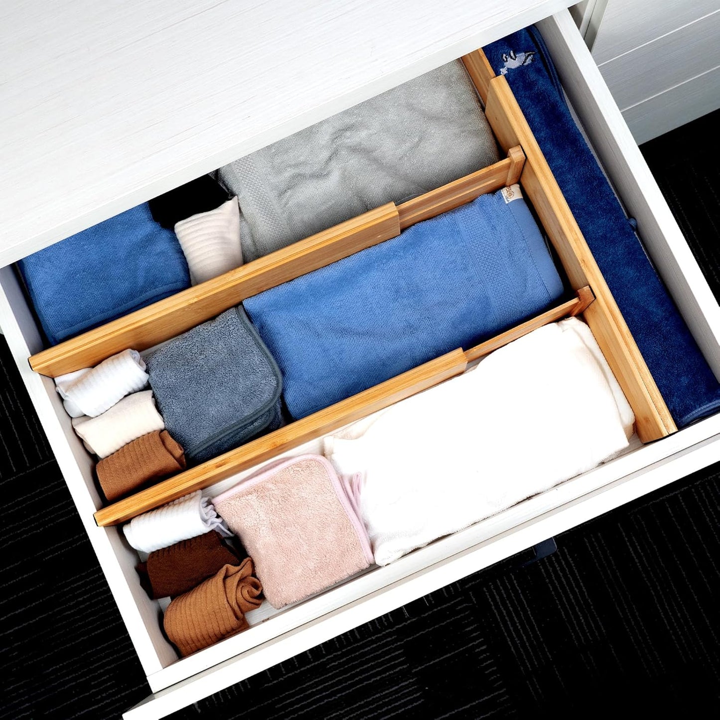 Utoplike Bamboo Drawer Dividers Large(Fits 18.6"-20.6" Drawer Inner Size, Height > 4.05")