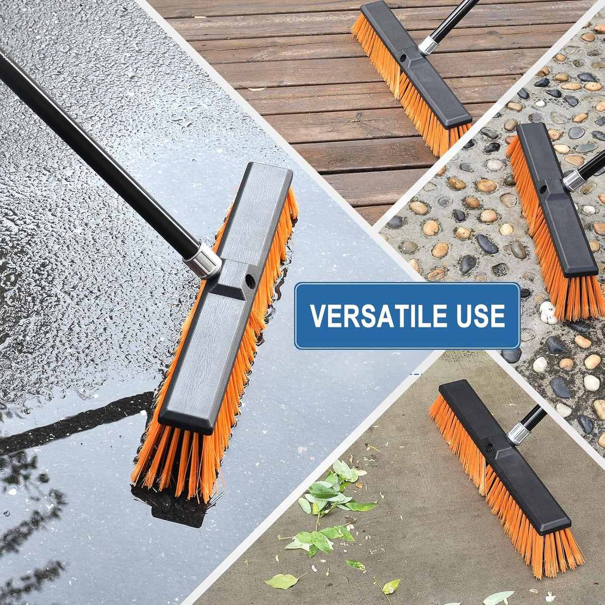 PBHEPJ 24 Inchs Push Broom Outdoor Heavy Duty, Shop Broom with 60" Long Bandle for Cleaning Outdoor