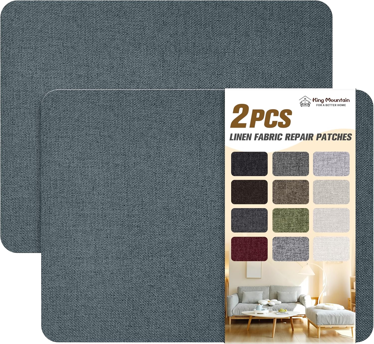 KING MOUNTAIN Coarse Linen Repair Patches, Self-Adhesive Linen Fabric Patches, 8X11 inch 2 PCS