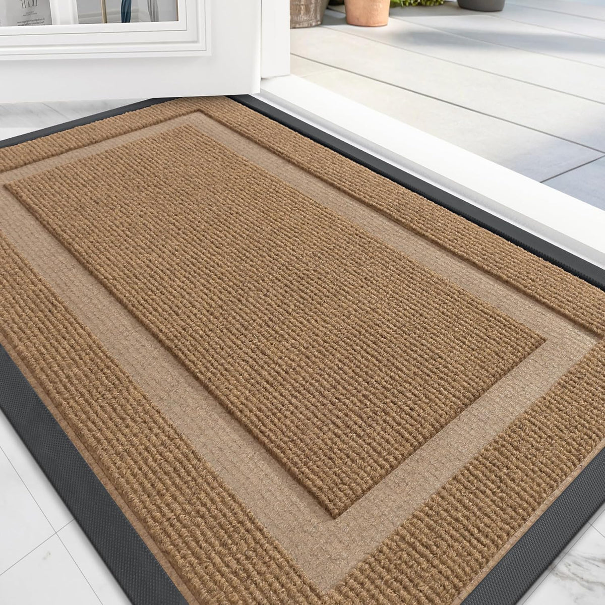 OLANLY Front Door Mat Indoor Outdoor Entrance, Waterproof All-Season, All-Weather Doormat, Sturdy