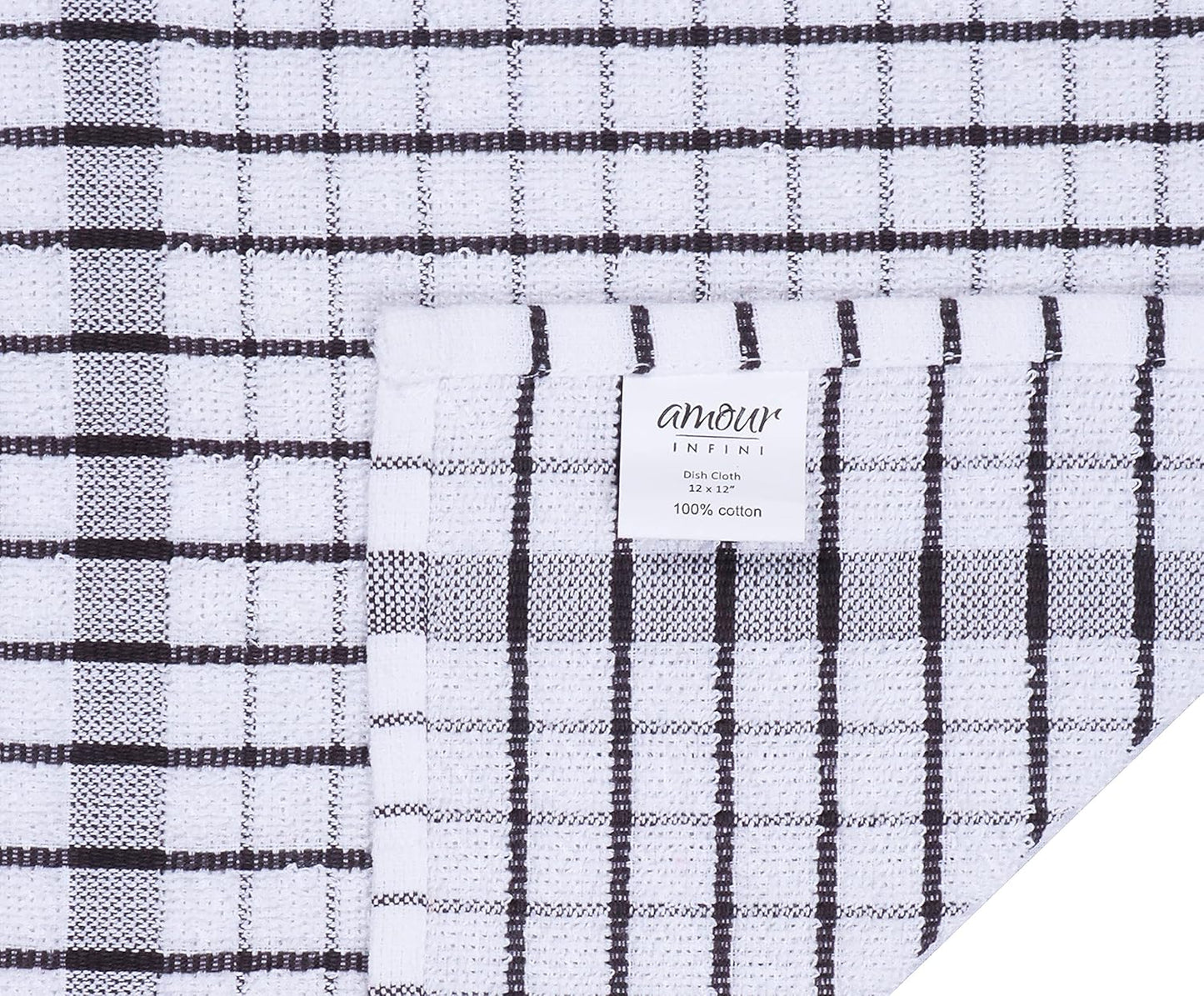 AMOUR INFINI Kitchen Dish Cloths Set of 8 - Ultra Soft, Highly Absorbent, Quick-Drying Terry Cotton