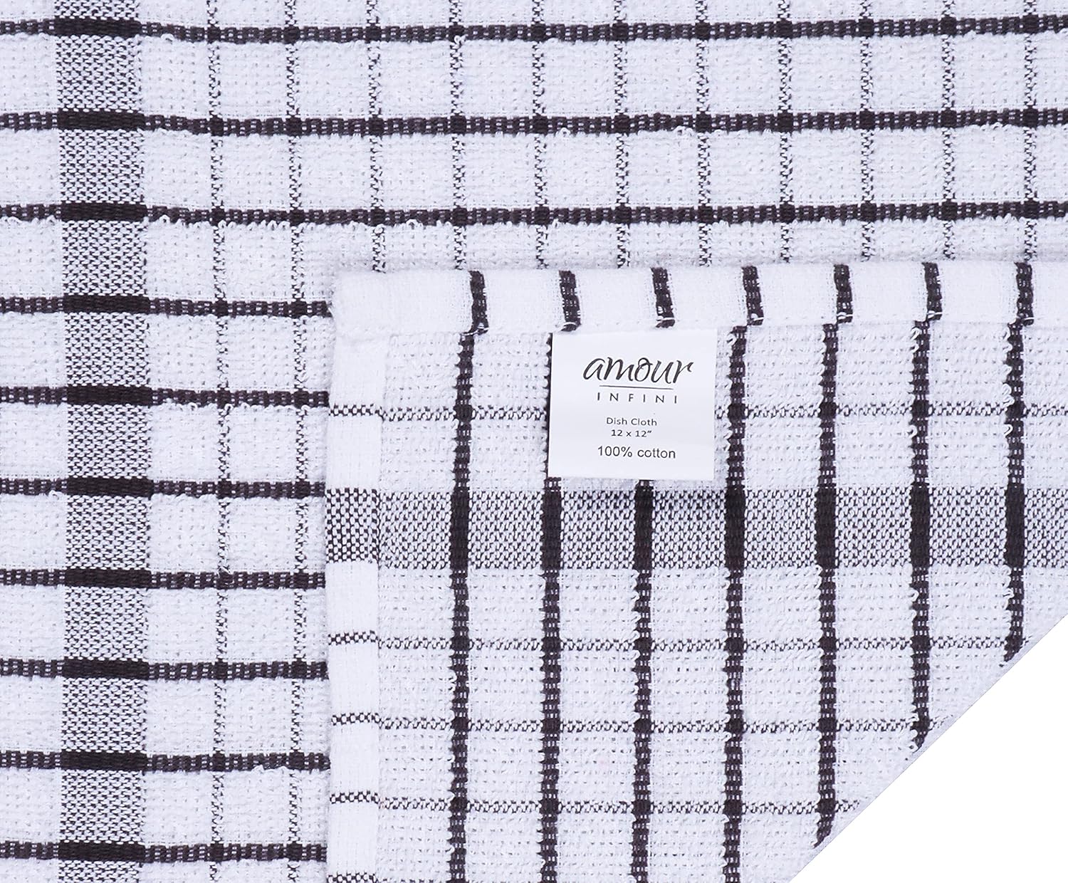 AMOUR INFINI Kitchen Dish Cloths Set of 8 - Ultra Soft, Highly Absorbent, Quick-Drying Terry Cotton