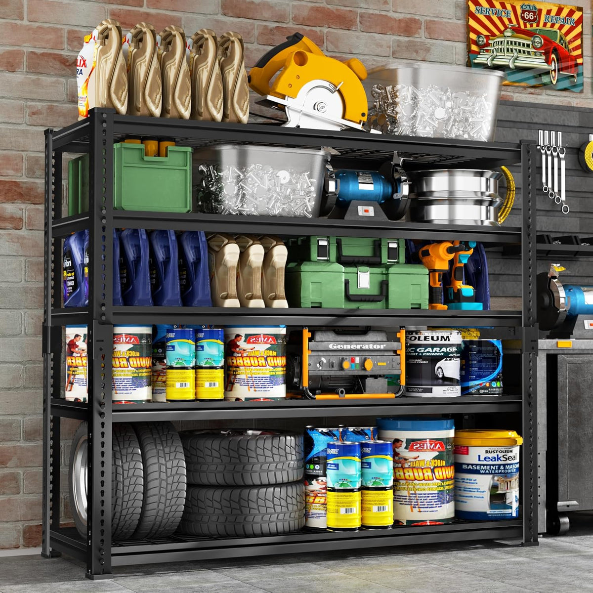 Storage Shelves Heavy Duty, 2 PCS 48" L x 18" W x 72" H Garage Wire Shelving Unit Loads 2800LBS