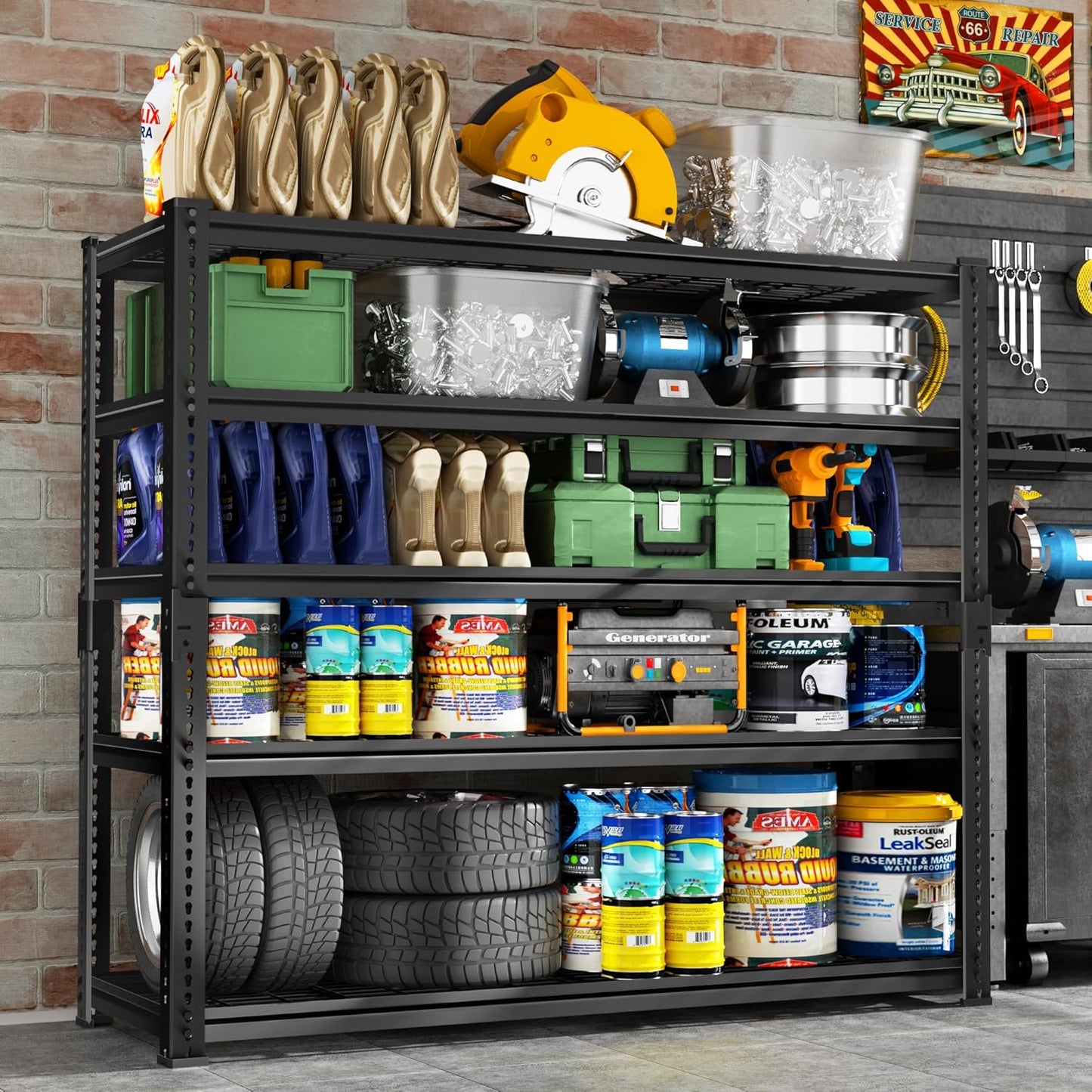 Storage Shelves Heavy Duty, 4 PCS 48" L x 18" W x 72" H Garage Wire Shelving Unit Loads 2800LBS
