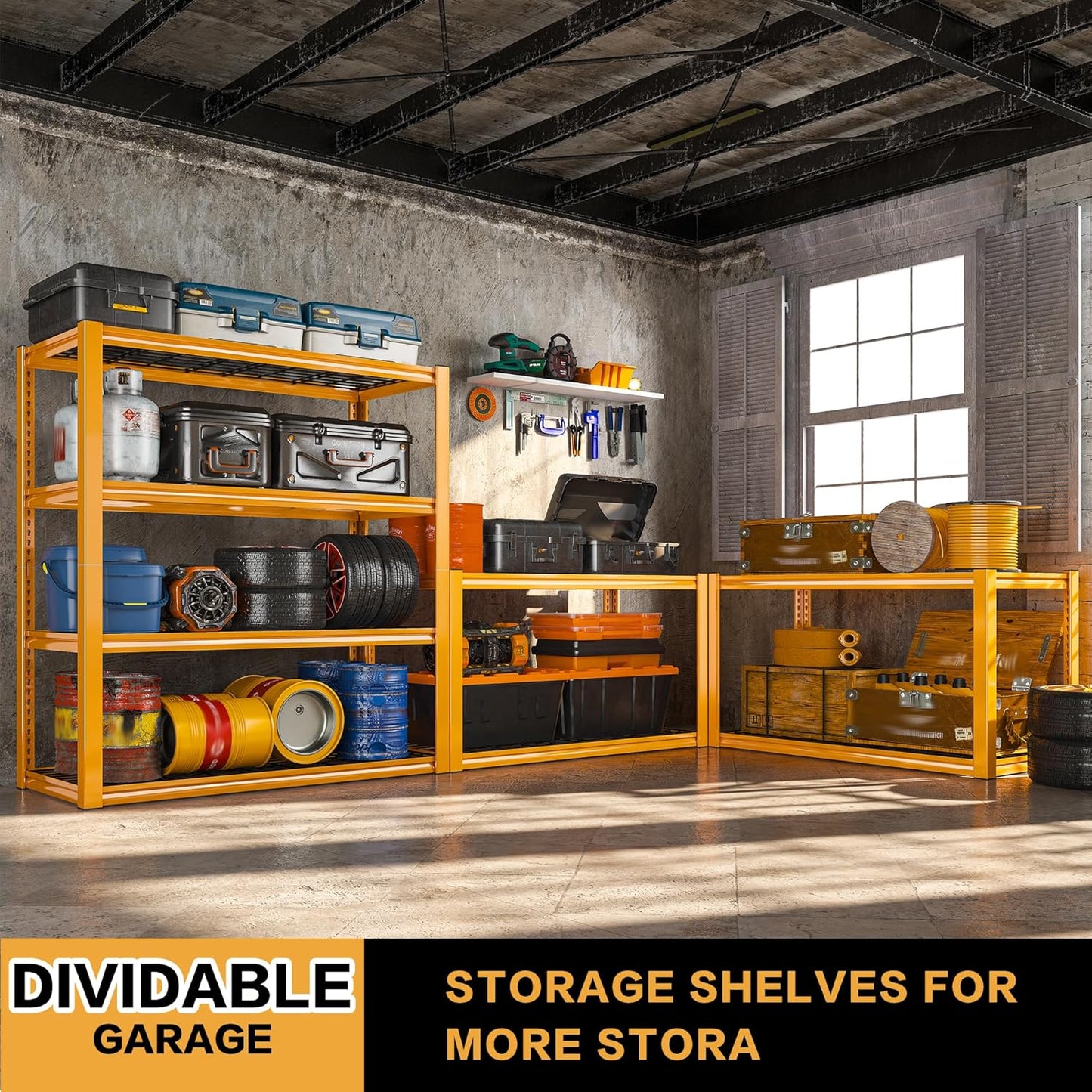 REIBII 40" W Garage Shelving 2240 LBS Storage Shelves Heavy Duty Metal Shelving 4 Tier Metal