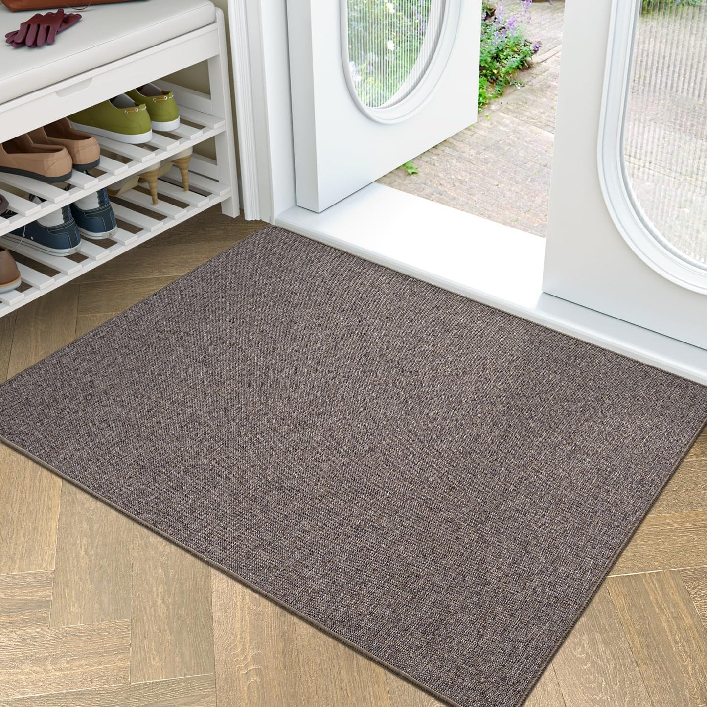 LUMI Ultra Thin Door Mat for Entryway, 32"x48" Low Profile Non Slip Rubber Backing Indoor Doormat
