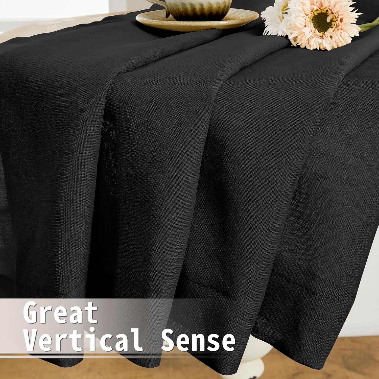 Tollpiz Small Sheer Curtain Linen Textured Curtain Sheers Doorway Light Filtering Voile French Door