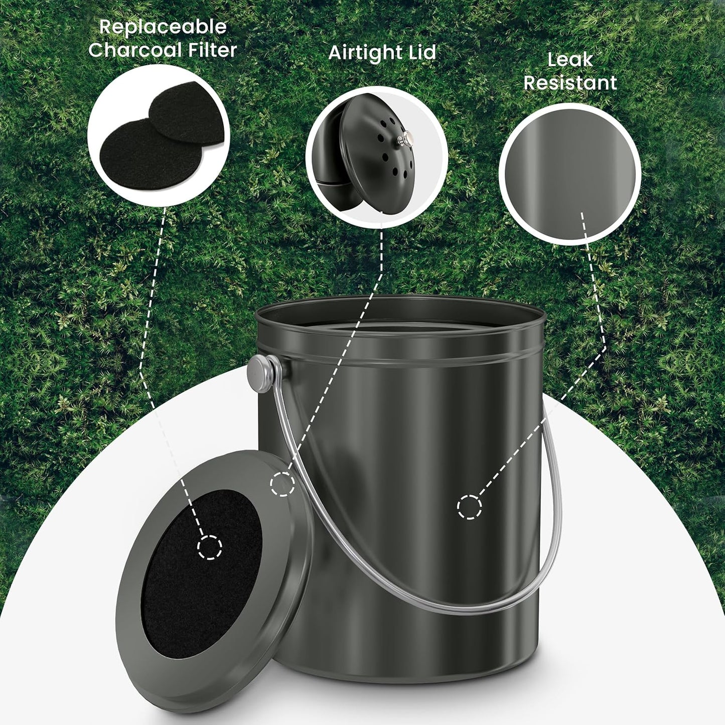 Utopia Kitchen Compost Bin for Kitchen Countertop, 1.3 Gallon Compost Bucket for Kitchen with Lid