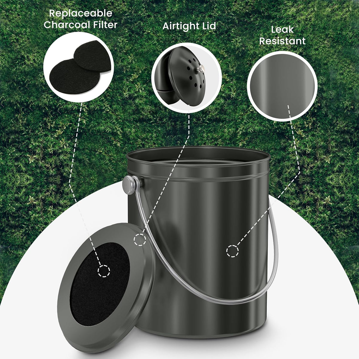 Utopia Kitchen Compost Bin for Kitchen Countertop, 1.3 Gallon Compost Bucket for Kitchen with Lid