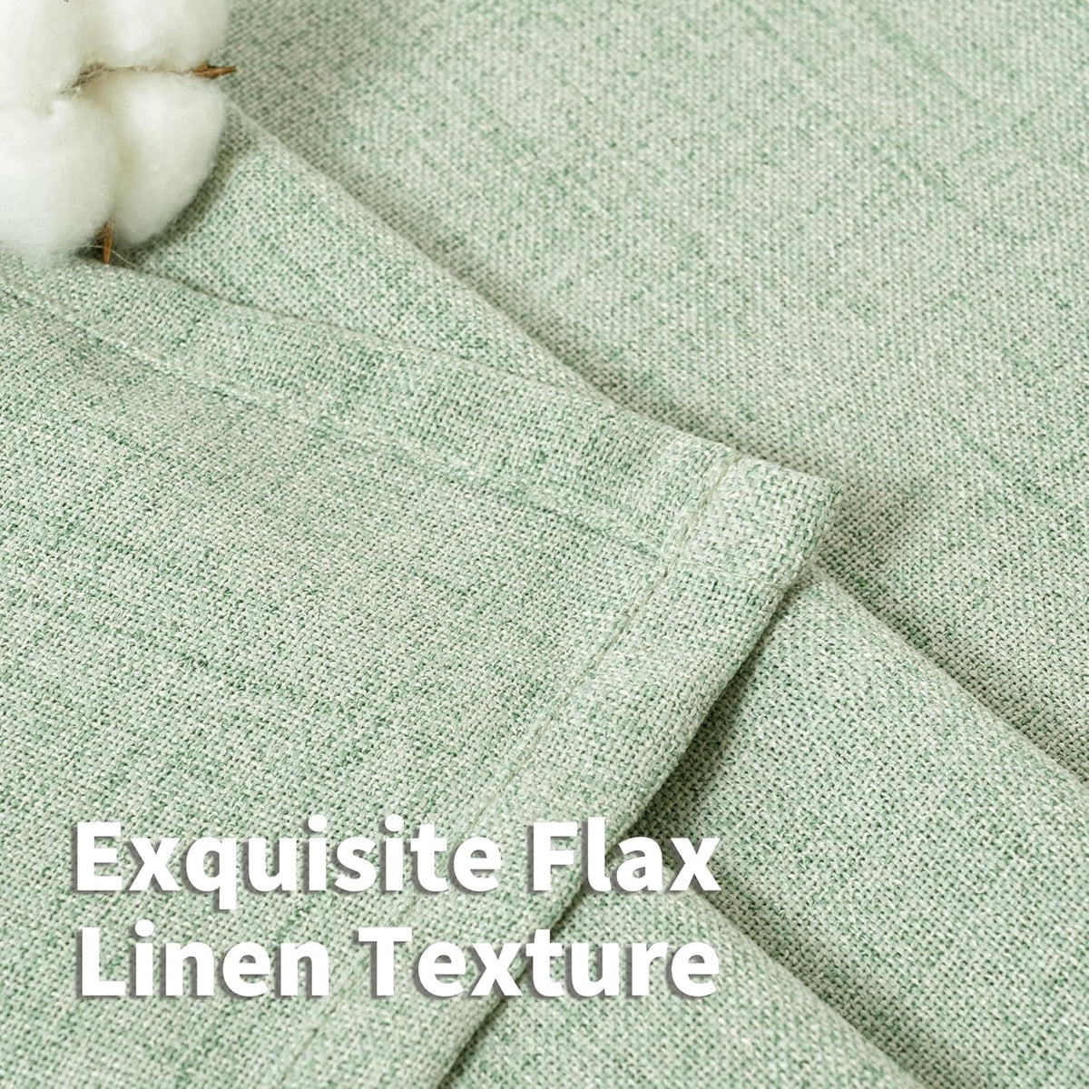 YoungsTex Sage Green Linen Cafe Curtains 36 Inch Length, Short Drapes Light Filtering with Rod