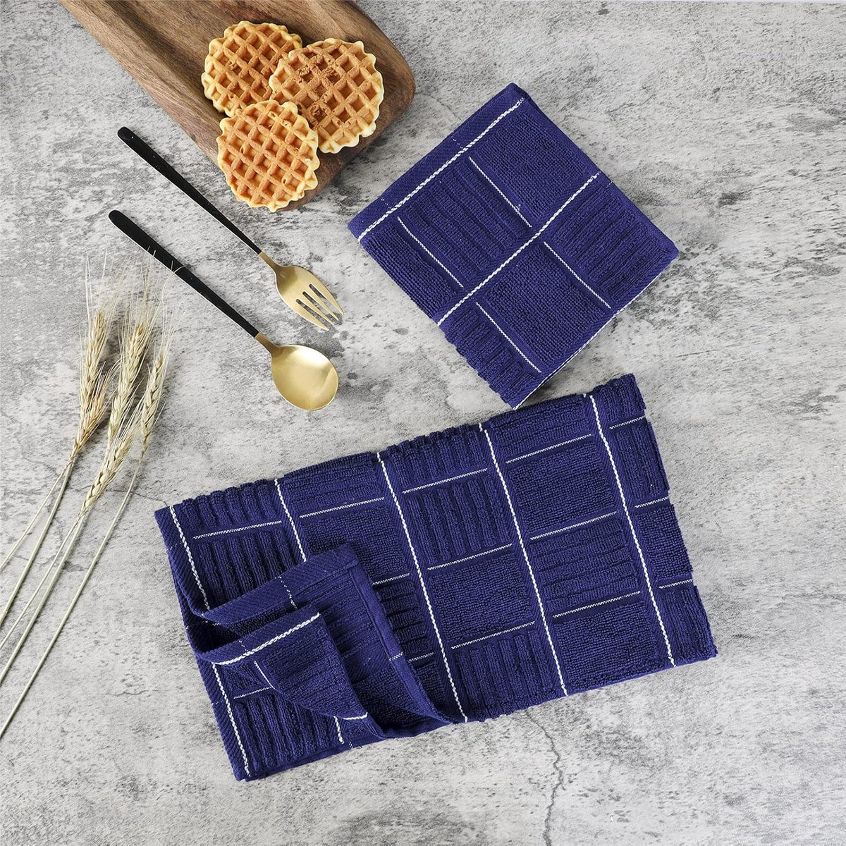 Glynniss Kitchen Towels and Dishcloths Set, Four Dish Towels 16x26 Inches, Four Absorbent Dish