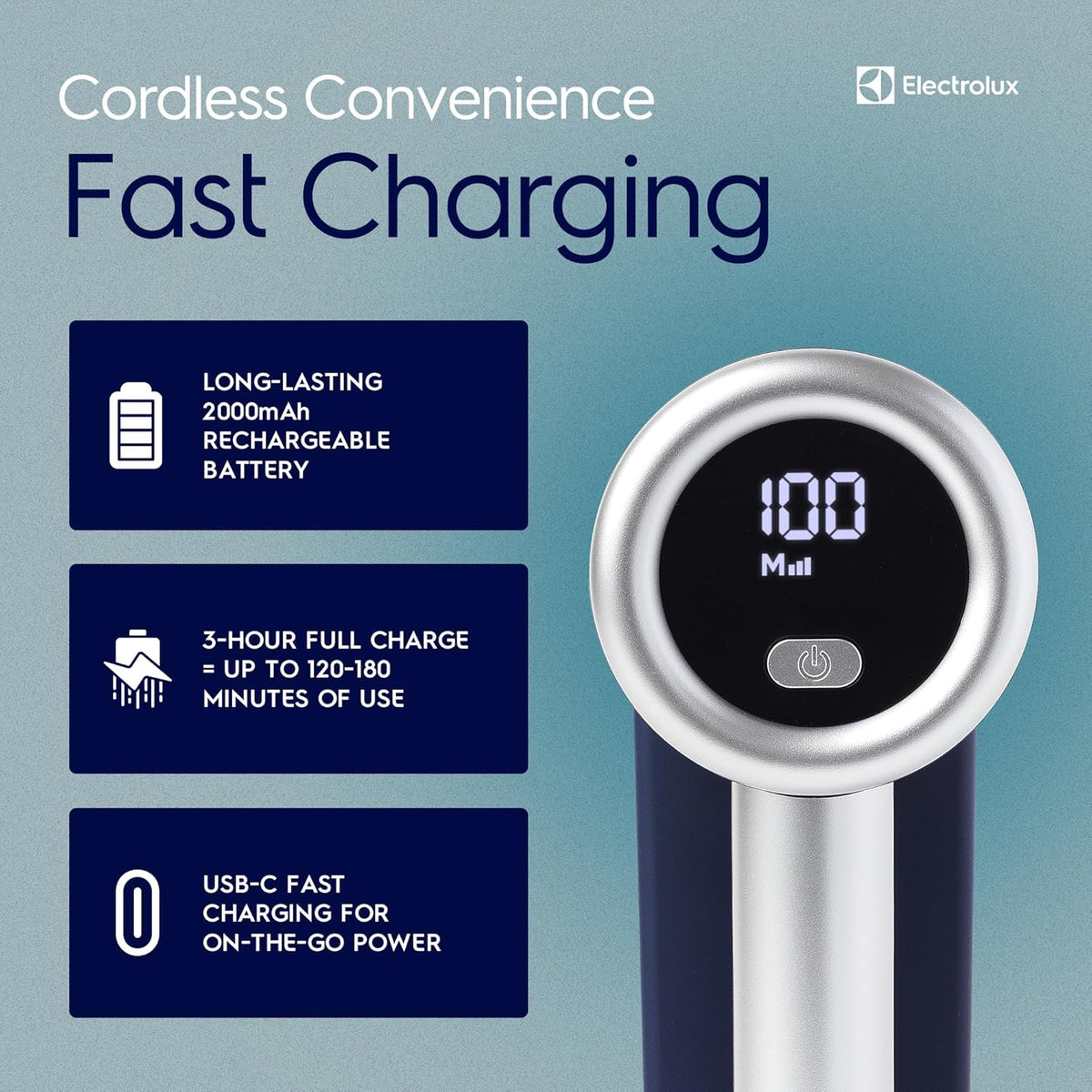 Electrolux Rechargeable Fabric Shaver | 3-Speed Lint Remover for Clothes & Furniture | Eliminates