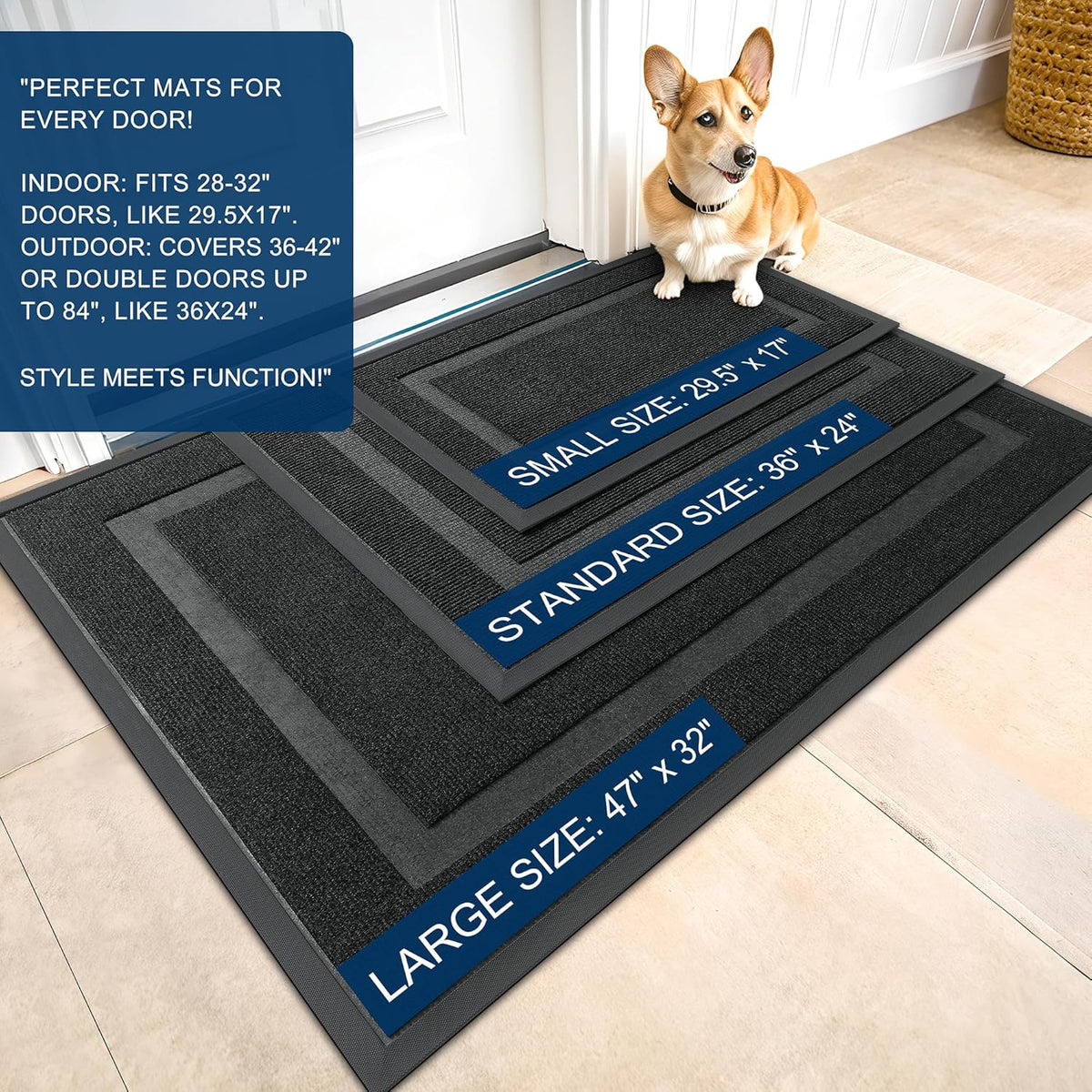 OLANLY Front Door Mat Indoor Outdoor Entrance, Waterproof All-Season, All-Weather Doormat, Sturdy