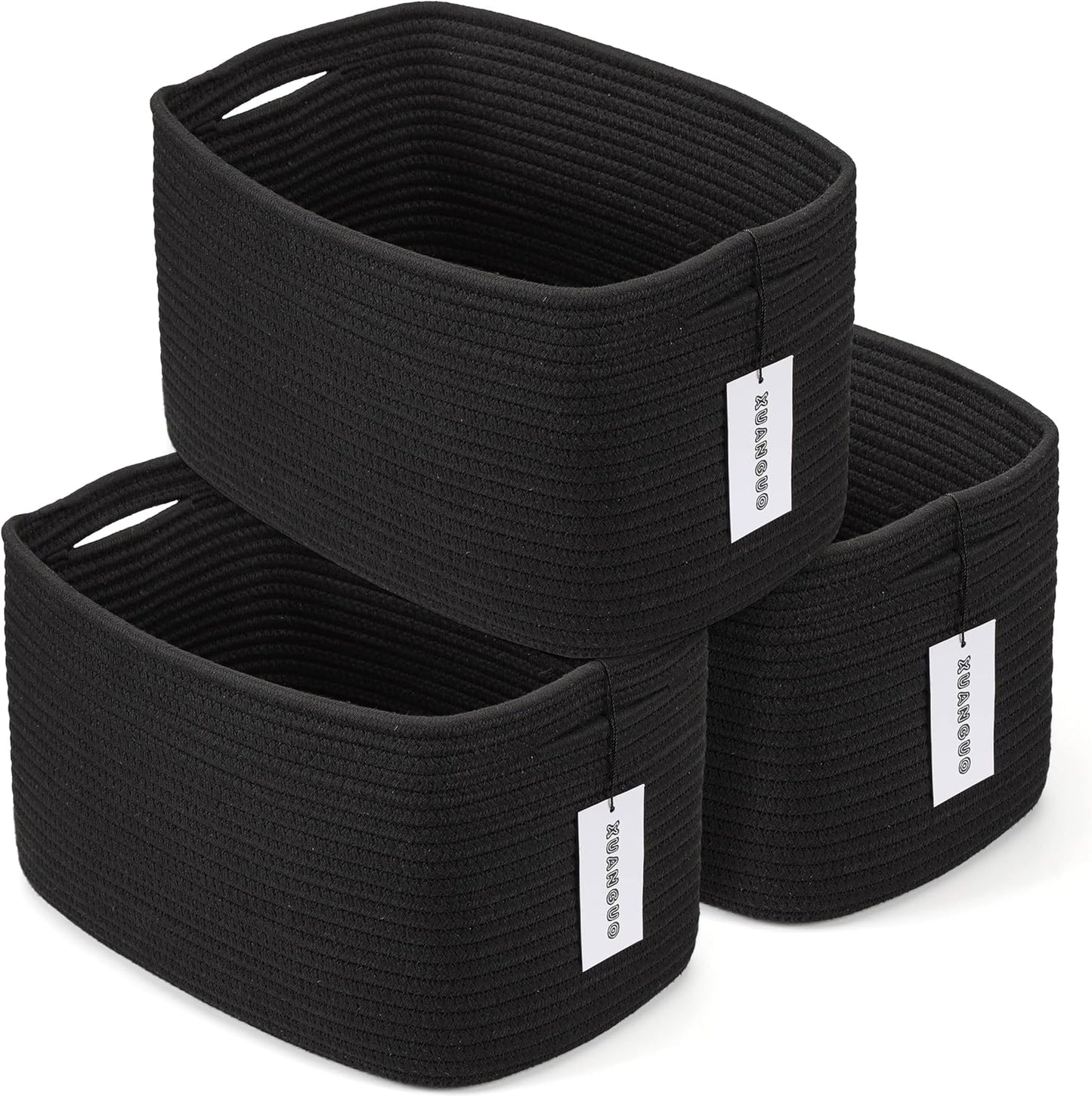 Cotton Rope storage Basket Bins 14.5X9.5X9.3“ Woven Basket for Organizing Shelves Rectangle