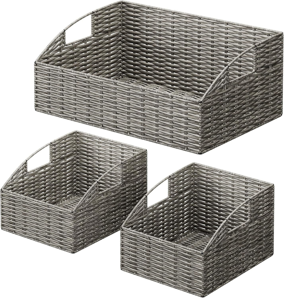 Ollieroo Rattan Storage Baskets, Handwoven Wicker Storage Bins with Built-in Handles, Storage