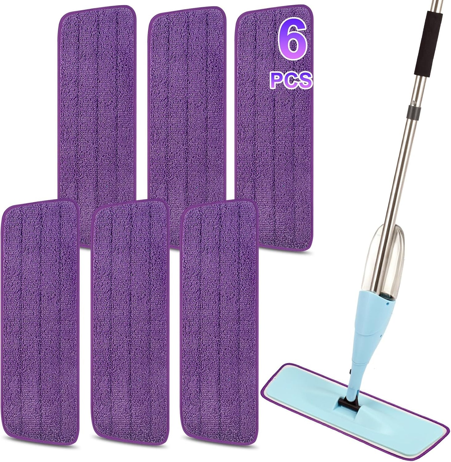 16.5 Inch Reusable Mop Pads Microfiber Spray Mop Replacement Heads for Wet/Dry Mops Compatible with