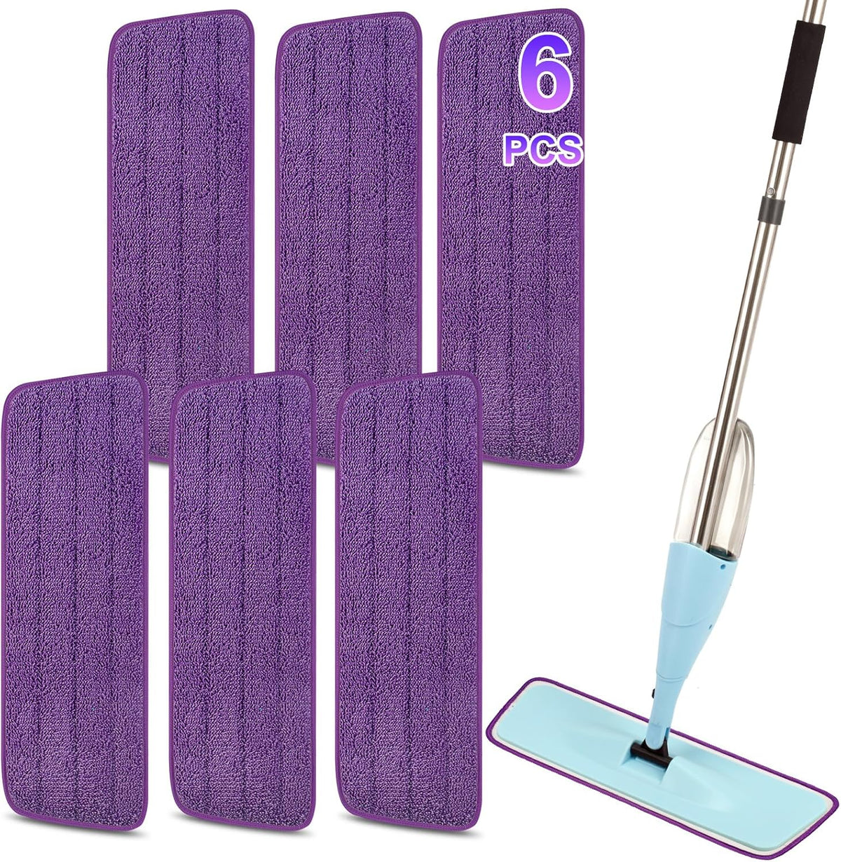 16.5 Inch Reusable Mop Pads Microfiber Spray Mop Replacement Heads for Wet/Dry Mops Compatible with