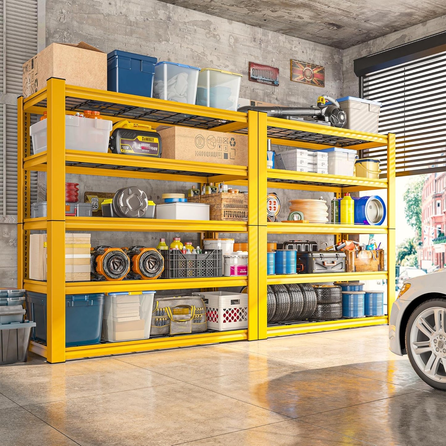 REIBII 72''H Garage Shelving 3010 LBS Storage Shelves Adjustable Metal Shelving 5 Tier Metal