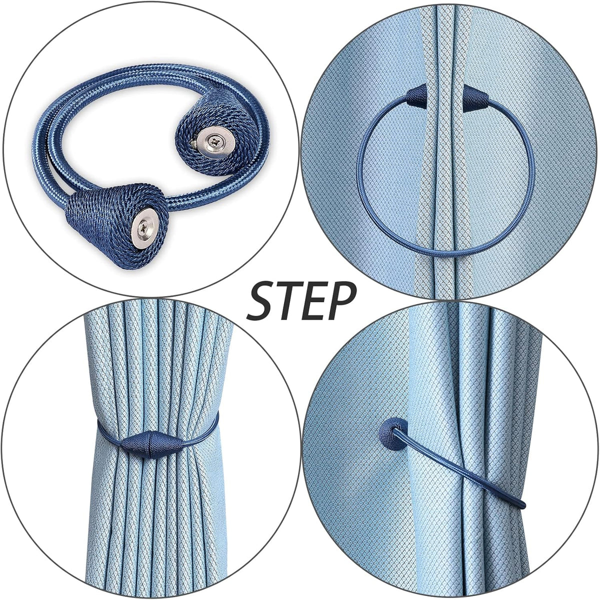 2 PCS Magnetic Curtain Tiebacks, European Style Convenient Drape Tie Backs Holdbacks for Thin or
