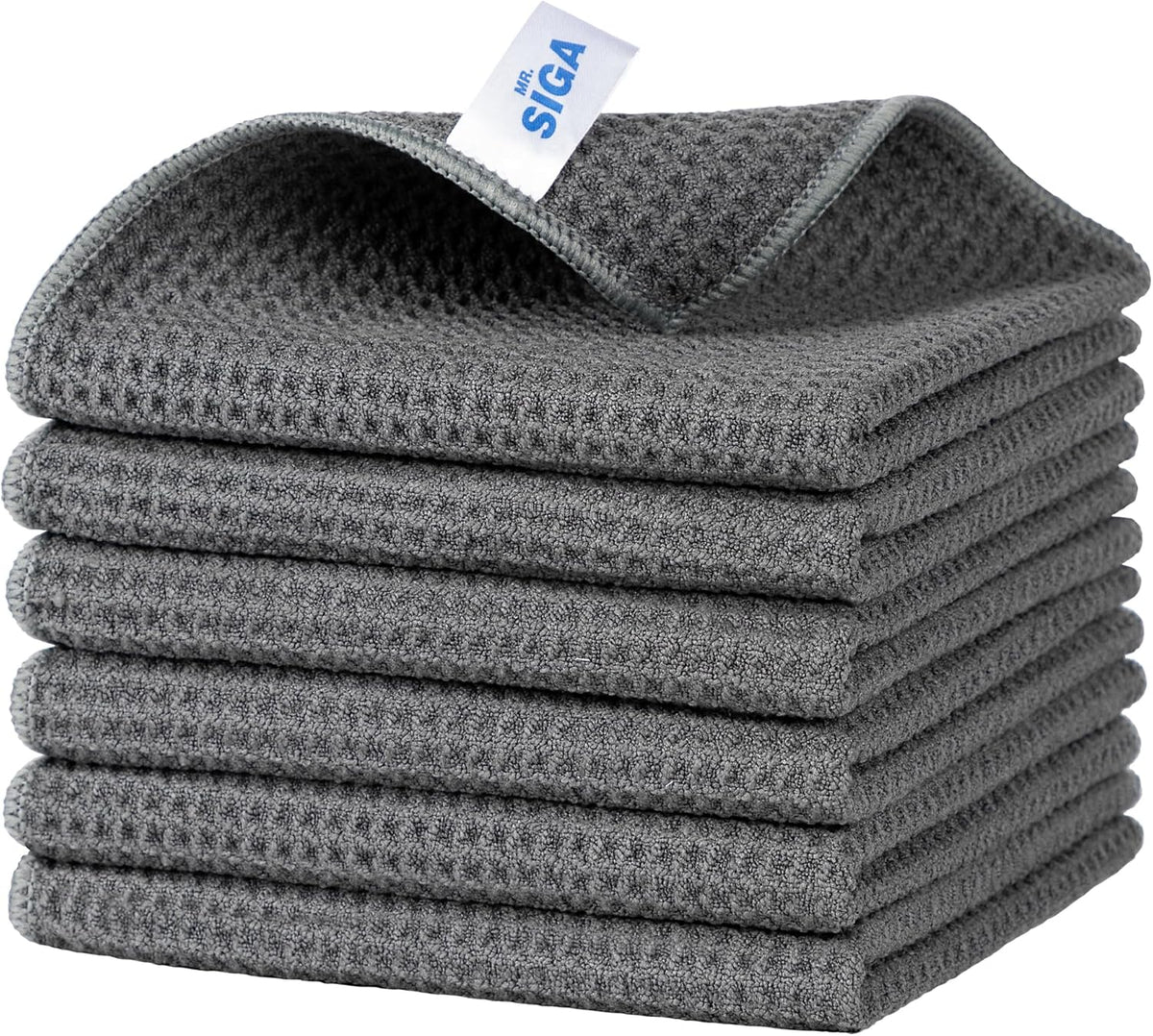 MR.SIGA Waffle Pattern Cleaning Cloths, Reusable Absorbent Microfiber Cleaning Cloths, Lint Free