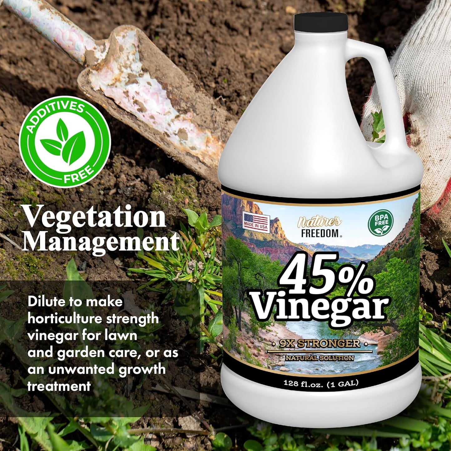 4 Gallons Extra Strength Vinegar 45% with Funnel – Industrial Strength Multi-Purpose Solution for