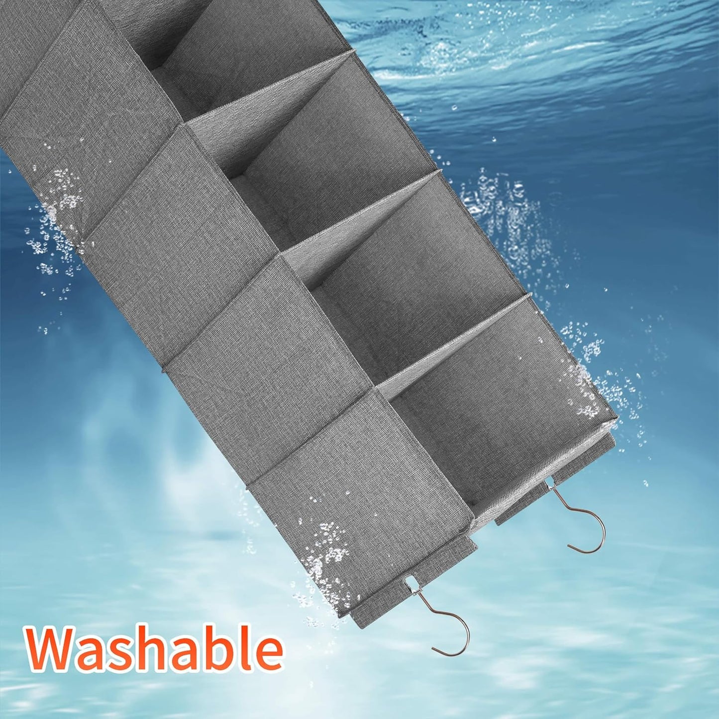 Large Hanging Sweater Organizer for Closet,Collapsible 6-Shelf Hanging Closet Shelves with Drawers