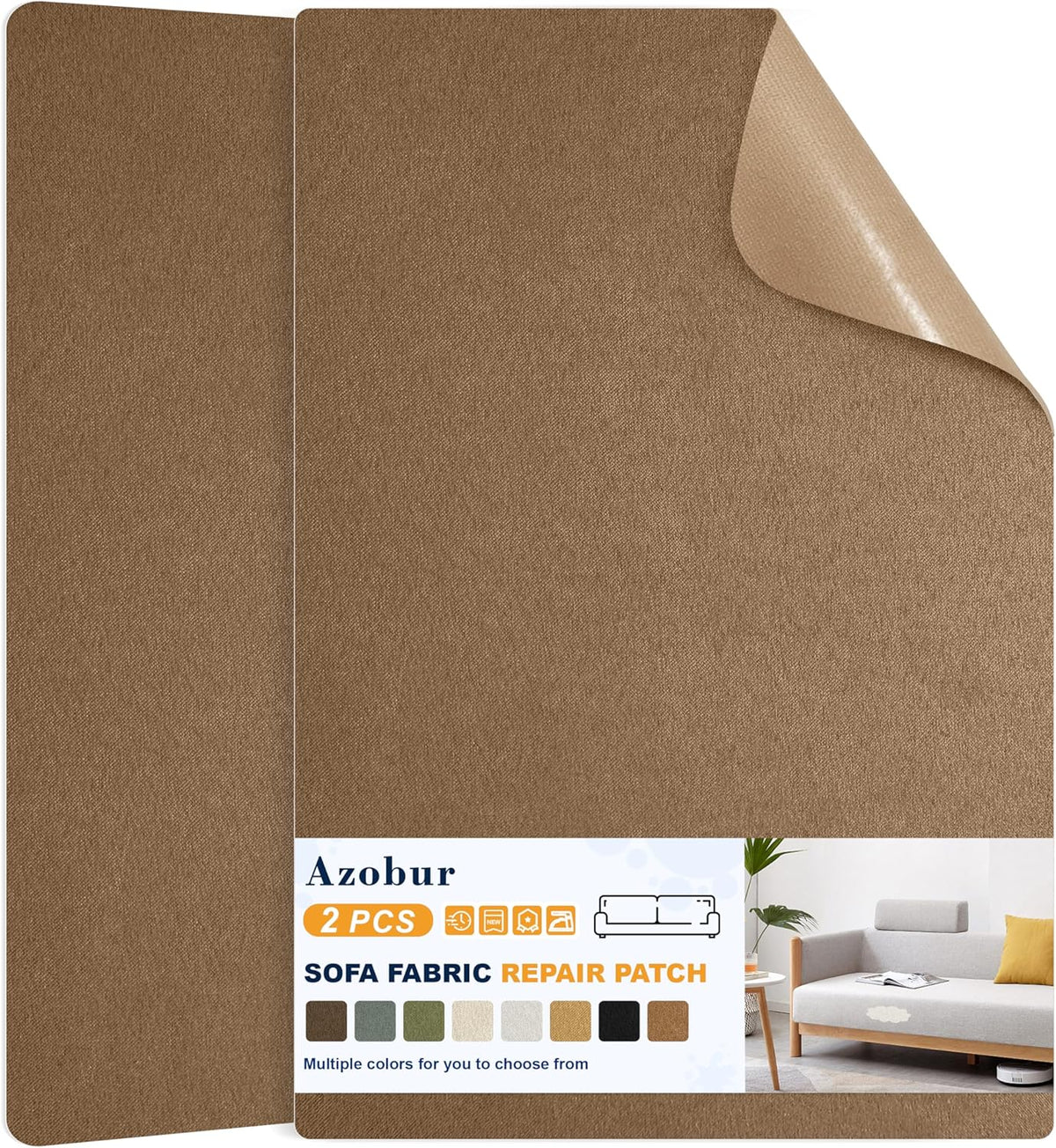 Azobur Couch Patch Repair Fabric,Microfiber Fabric, Self-Adhesive, for Sofa Repair and Upholstery