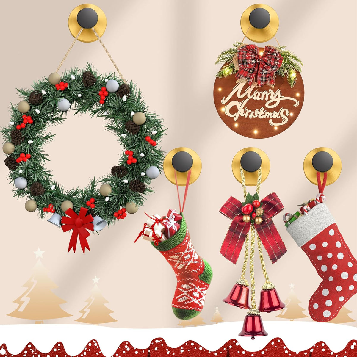 Suction Cup Hooks for Shower,Wreath Hanger for Front Door,Removable No Drill Towel Loofah
