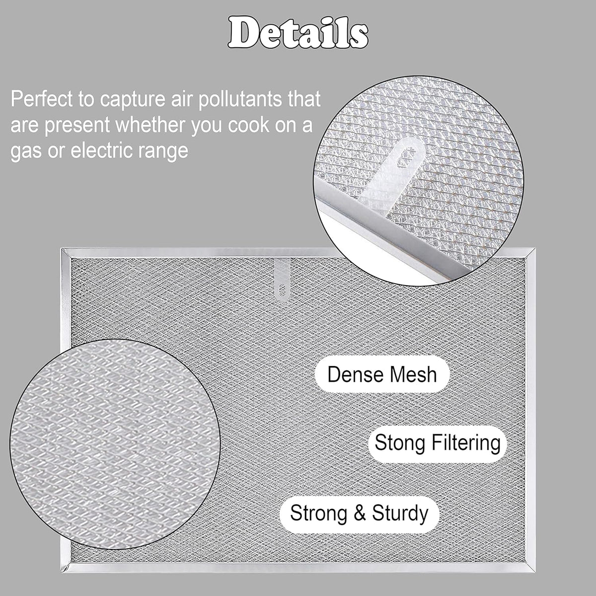Wadoy BPS1FA36 Range Hood Filter 11-3/4" X 17-1/4" X 3/8", 2 Pack Aluminum Mesh Grease Range Hood