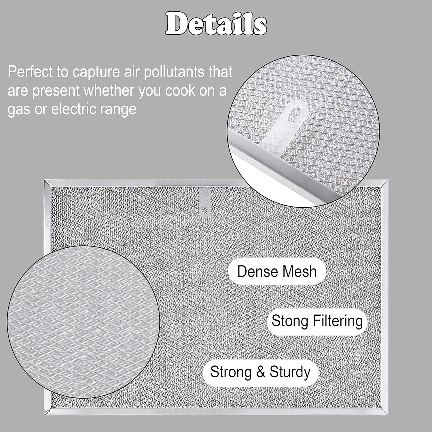 Wadoy BPS1FA36 Range Hood Filter 11-3/4" X 17-1/4" X 3/8", 2 Pack Aluminum Mesh Grease Range Hood