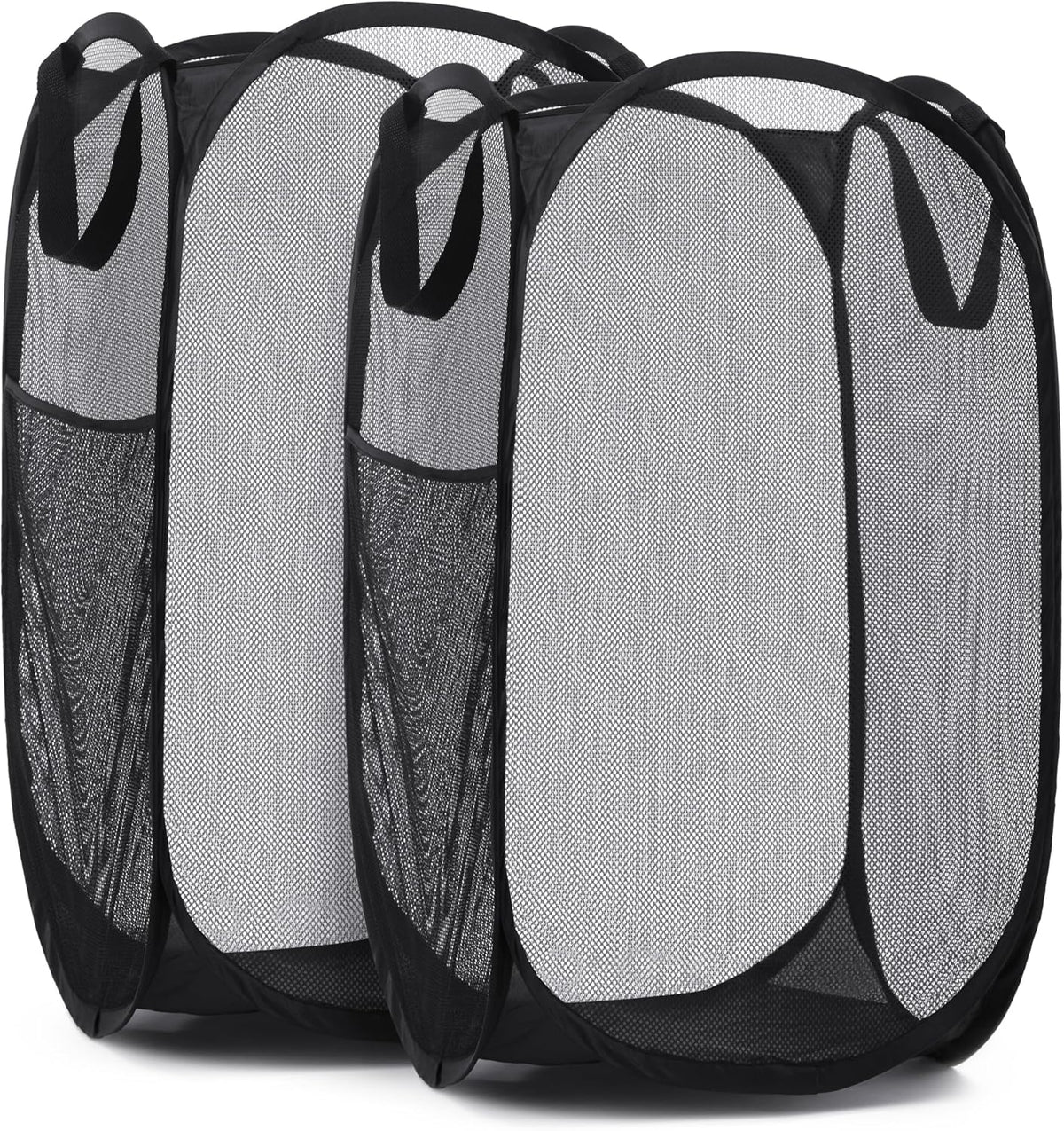 Handy Laundry Collapsible Mesh Pop Up Hamper with Wide Opening and Side Pocket - Breathable