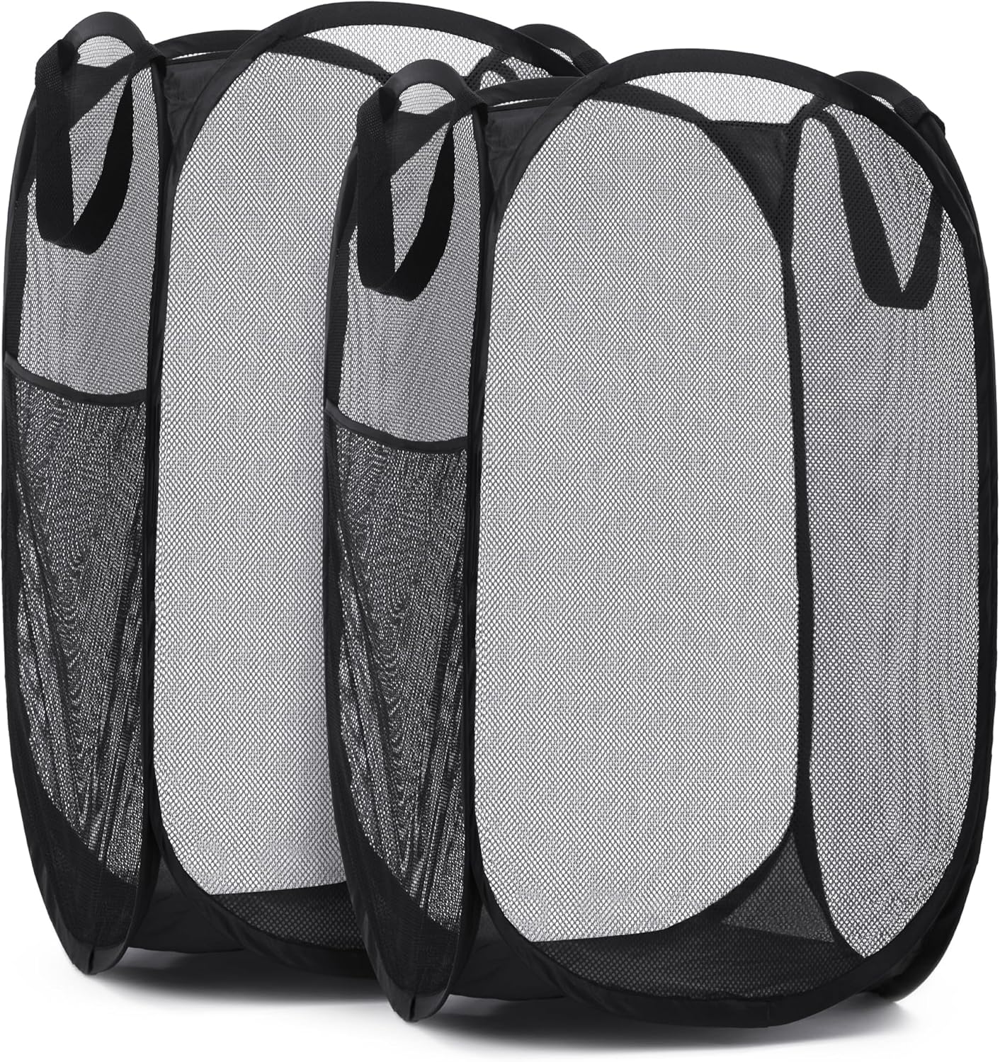Handy Laundry Collapsible Mesh Pop Up Hamper with Wide Opening and Side Pocket - Breathable