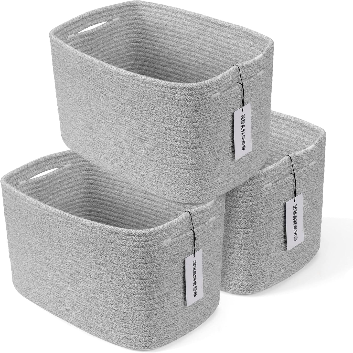 Cotton Rope storage Basket Bins Woven Basket for Organizing Shelves 14.5X9.5X9.3“ Rectangle