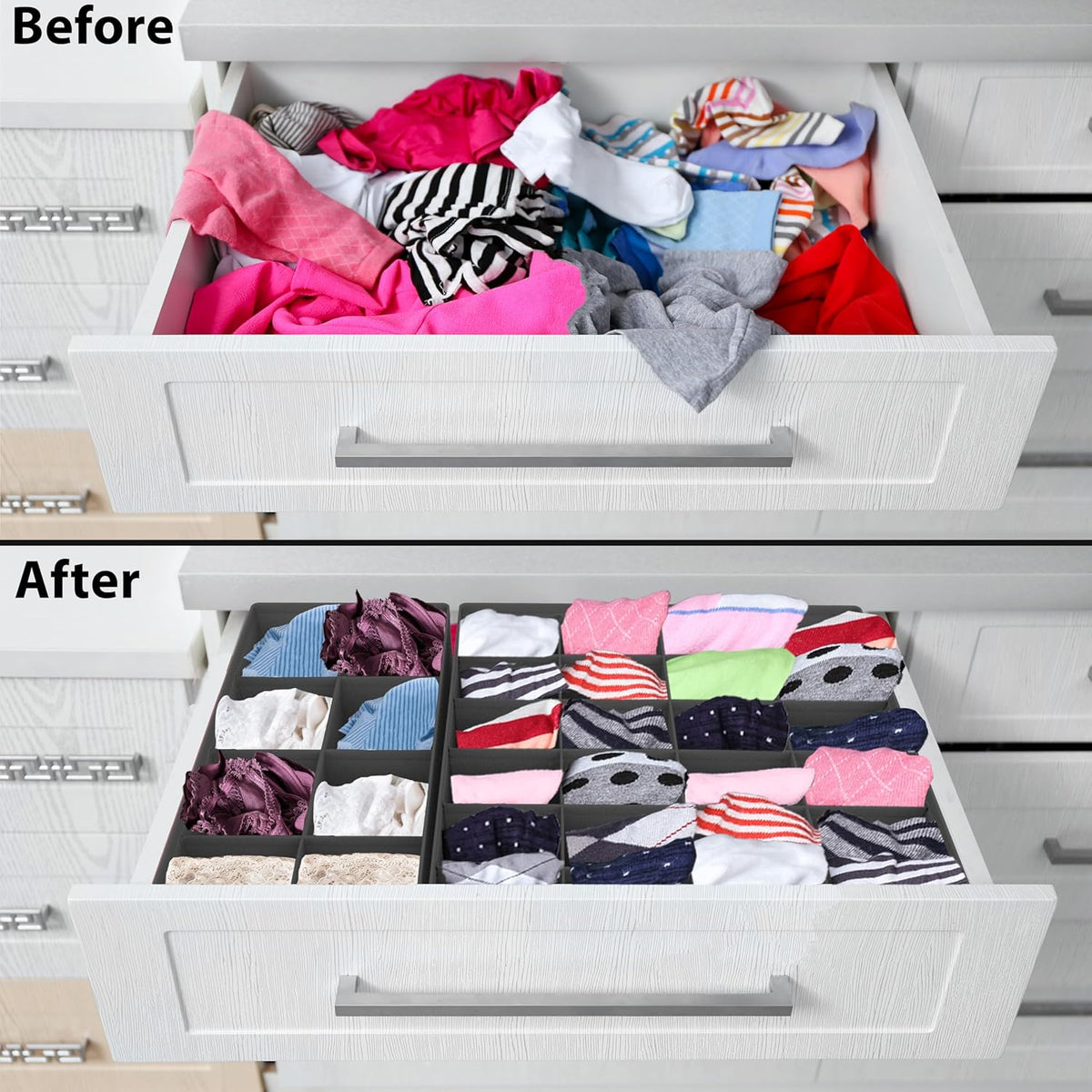 Simple Houseware 4-Pack Drawer Organizer Set - Closet Dividers for Underwear, Socks, Bras, Scarves