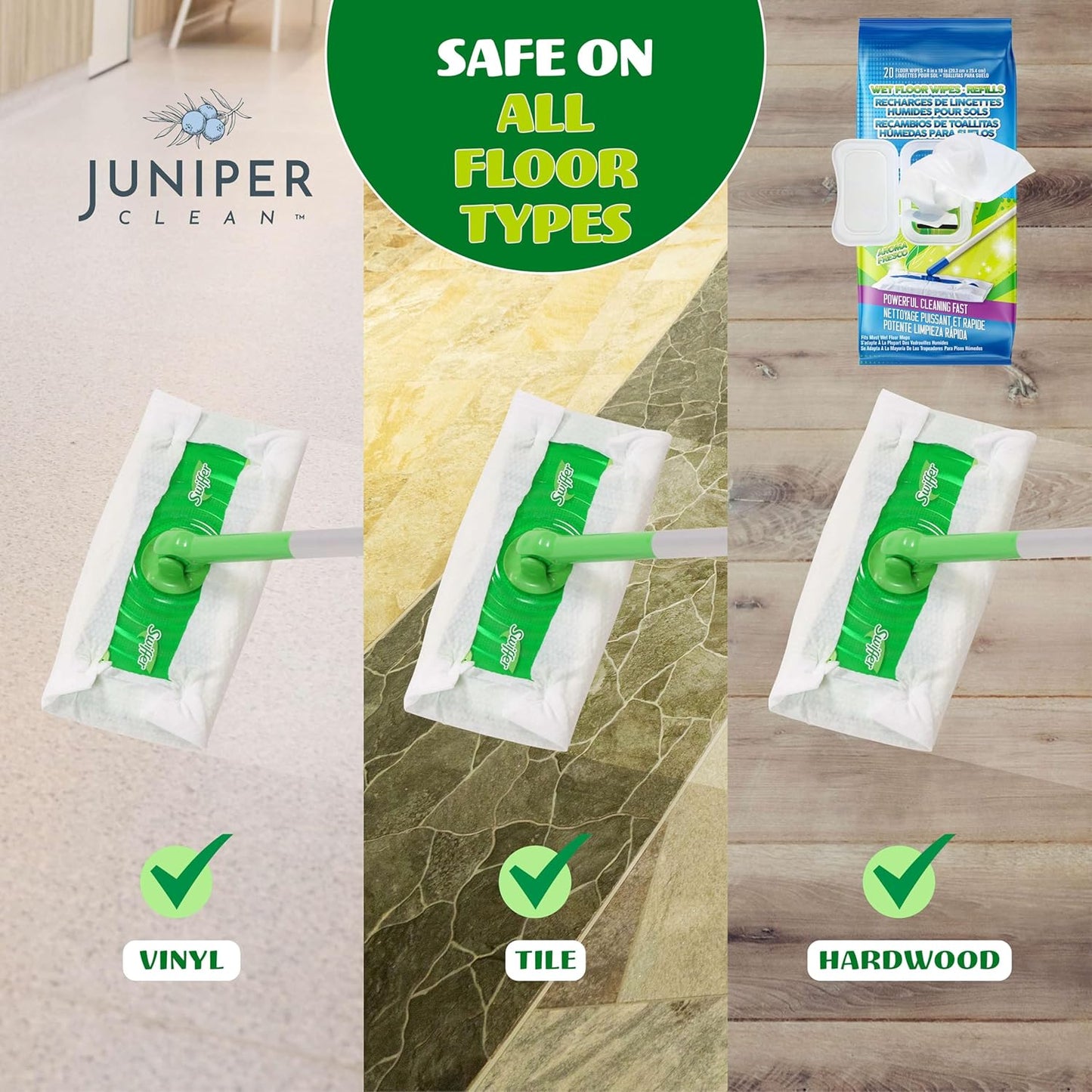 Wet Floor Wipes, Multi Surface Floor Cleaner Wet Mop Pads Fit Swiffer Sweeper Mop, Fresh Scent &