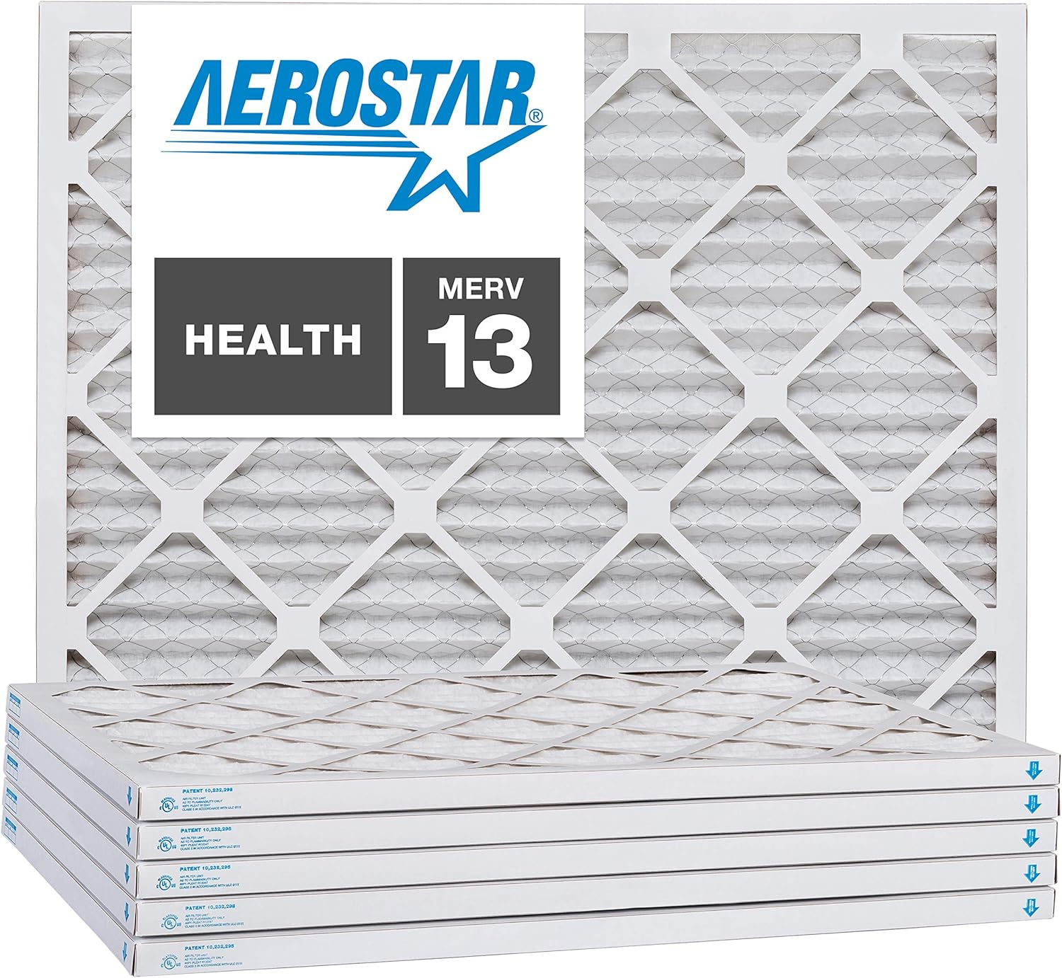 Aerostar 24x30x1 MERV 13, Pleated Air Filter, 23 1/2" x 29 1/2" x 3/4", Box of 6, Made in the USA