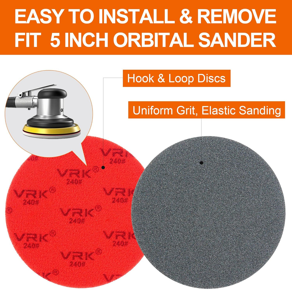 24 PCS 5 Inch Sanding Sponge Discs with Hook and Loop Backing - Multiple Grits 180 to 2000 for