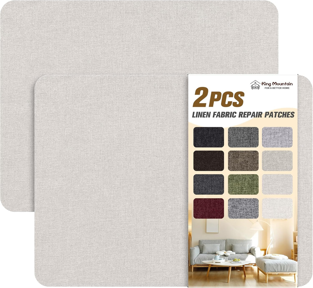 KING MOUNTAIN Fine Linen Repair Patches, Self-Adhesive Fabric, 8X11 Inch 2 PCS, Multi Color, for