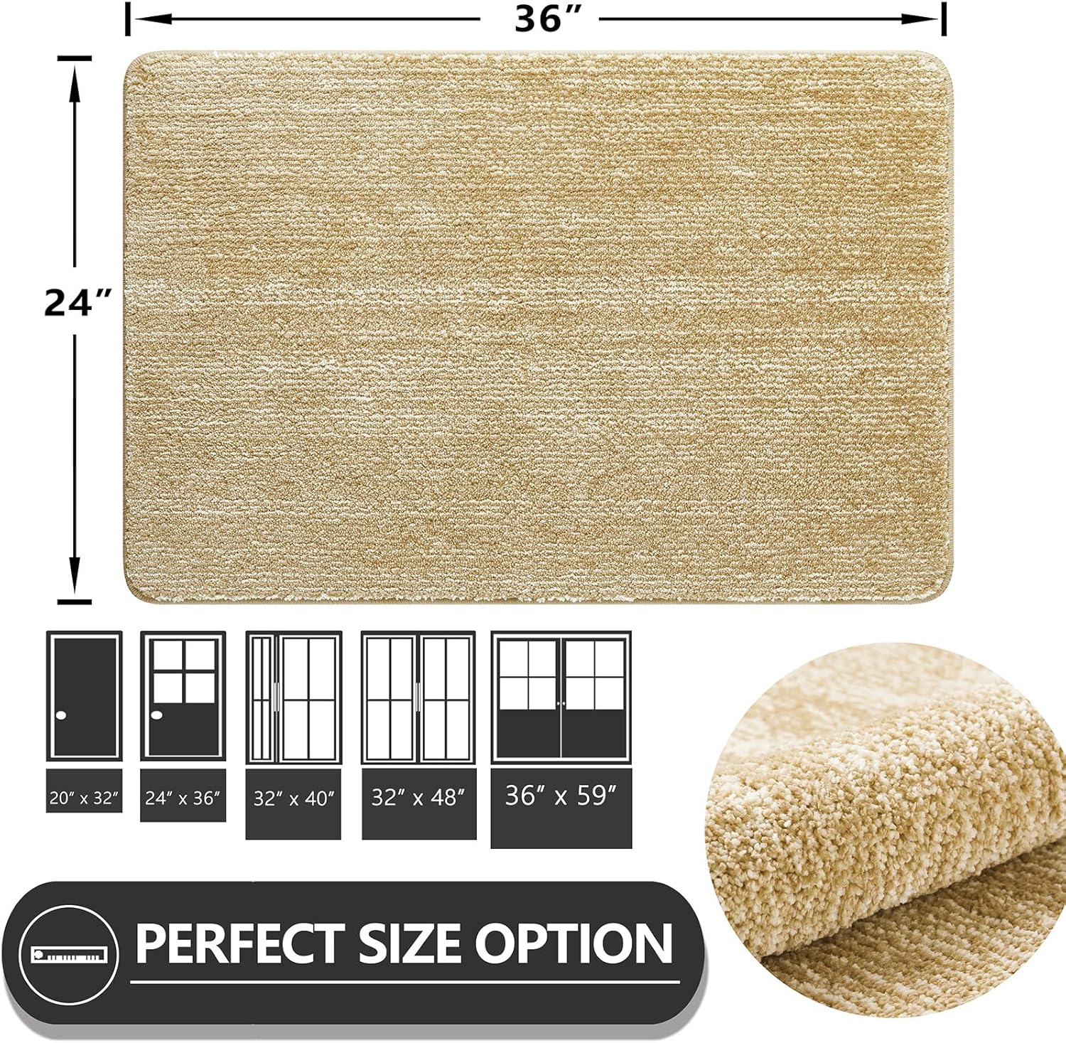 REFETONE Indoor Doormat, Front Door Mat 24"x36" Absorbent Rubber Backing Non Slip Back Door Mats